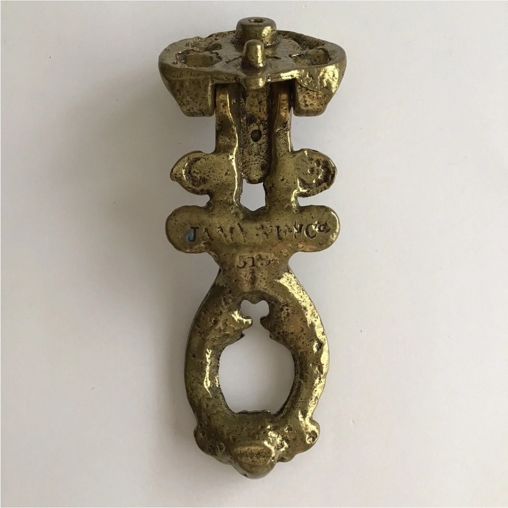 Brass Door Knocker 8 1/2” Byzantine Style Burnished Scroll Ornate Heavy Vintage - Picture 5 of 12